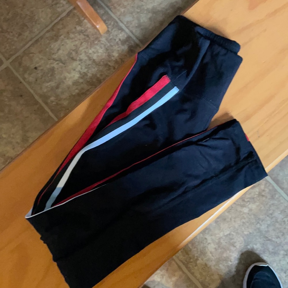Garage black leggings with red/white stripes size SP